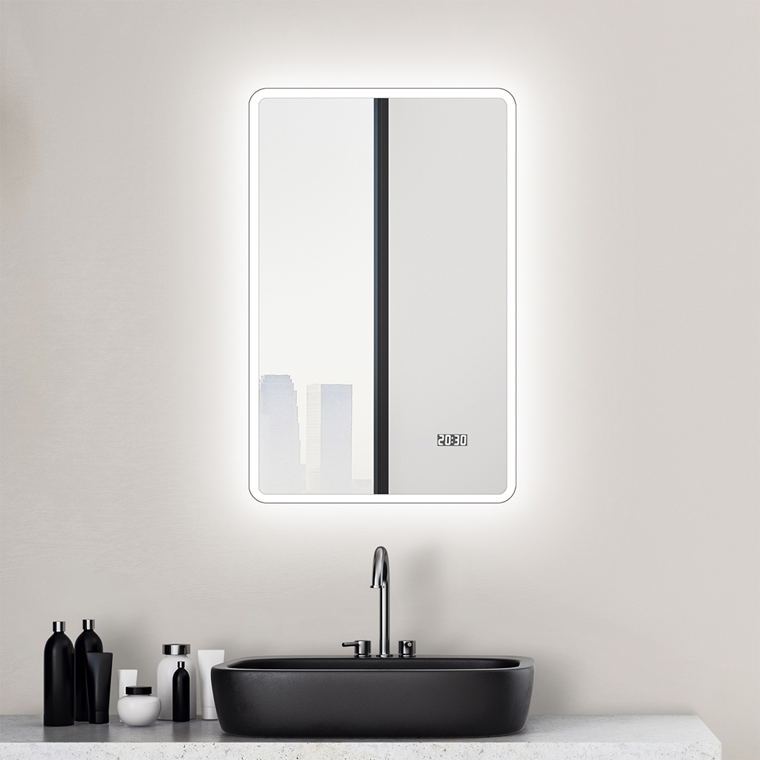 TALOS SUN 120x70 cm LED Badezimmerspiegel mit Beleuchtung Badspiegel Digital-Uhr 