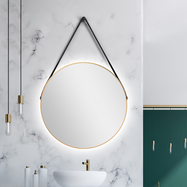 Talos Spiegel rund mit und ohne Beleuchtung von Ø 50 oder Ø 80 cm in weiß, gold, kupfer oder schwarz