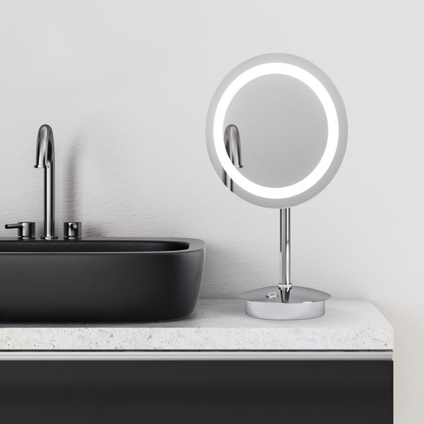 Talos Kosmetikspiegel mit Beleuchtung Samos Spiegel mit 3-facher Vergrößerung Ø 23 cm - Standspiegel