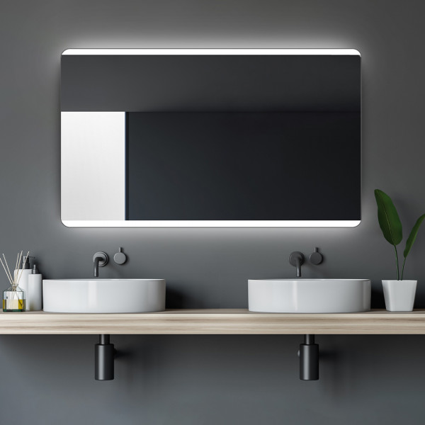 Talos Badezimmerspiegel mit Beleuchtung Chic 50x70 Spiegel cm runde Ecken - hinterleuchtende LED's