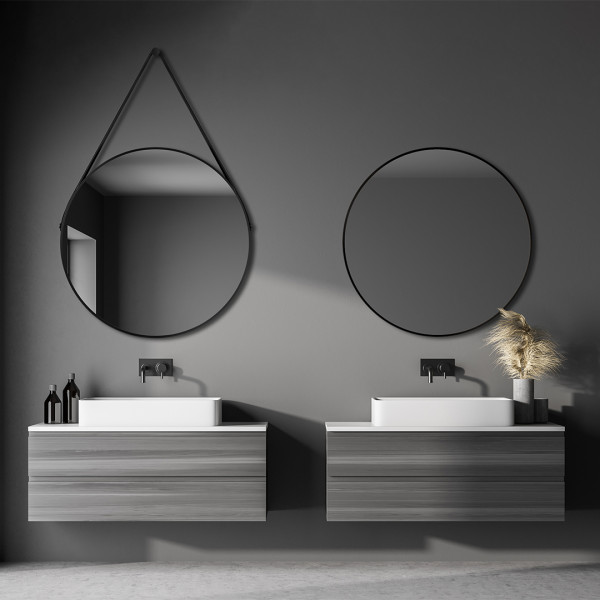 Talos Spiegel rund mit und ohne Beleuchtung von Ø 50 oder Ø 80 cm in weiß, gold, kupfer oder schwarz