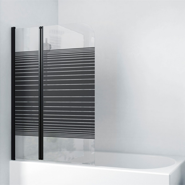Marwell Duschwand Stripes (1,2 oder 3-teilig faltbar) - beidseitig montierbar - matt schwarz Design