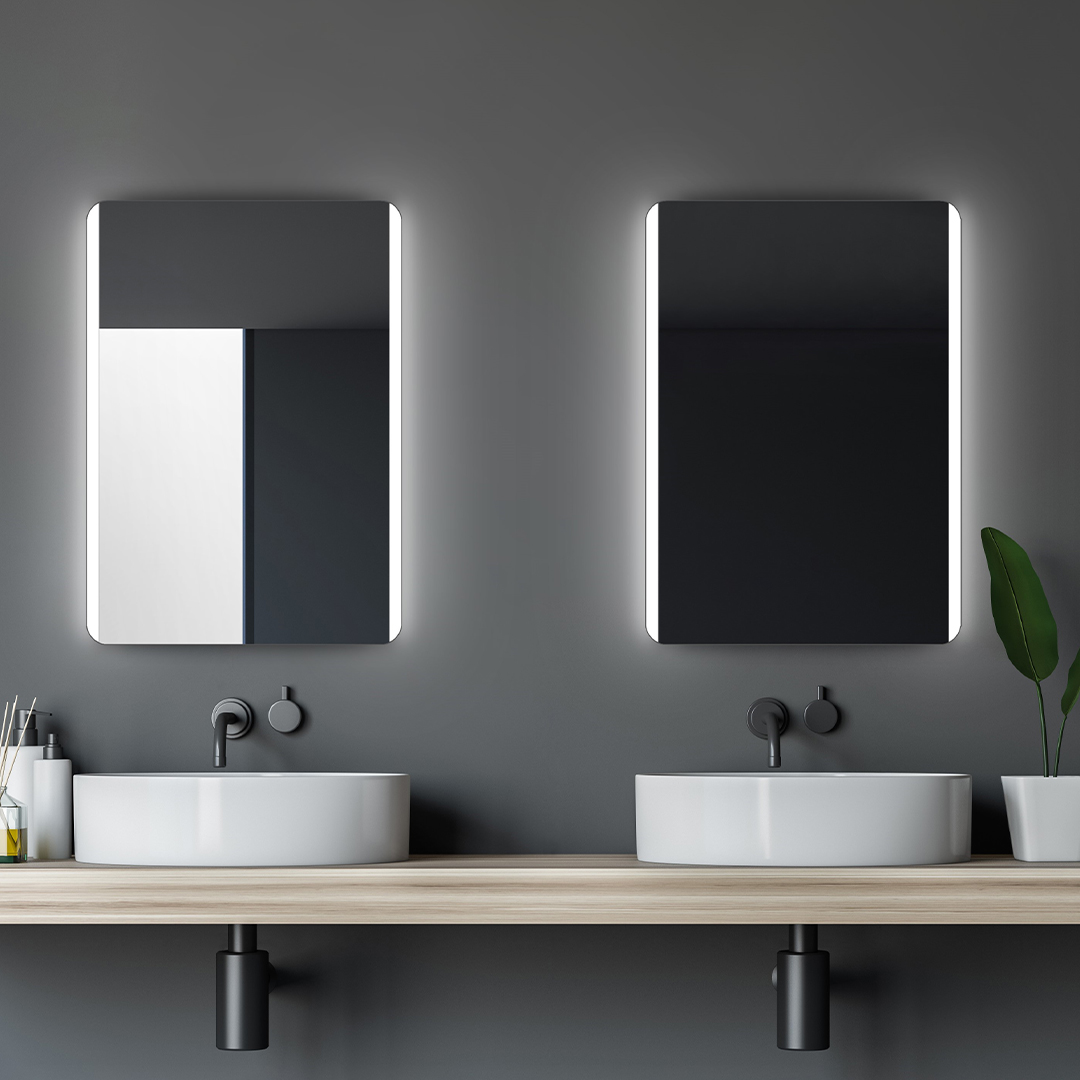 LED bad Spiegel Badezimmer mit energiesparender LED-Beleuchtung RGB 50x70cm 