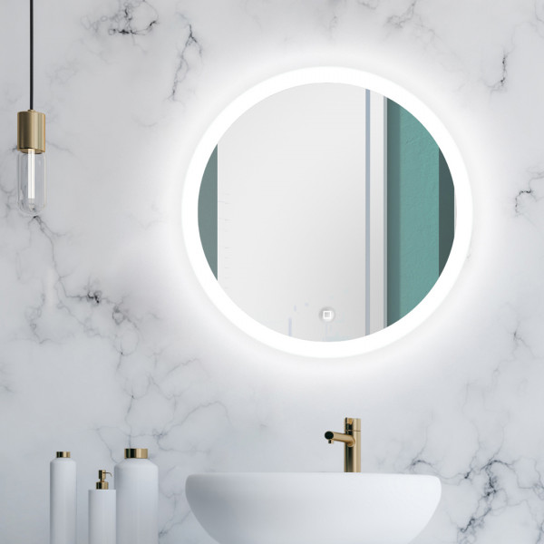Talos Spiegel rund mit Beleuchtung Lunar - Badezimmerspiegel mit Ø 59 cm - runder Spiegel mit LED