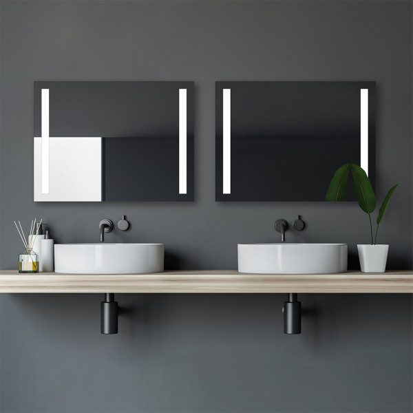 Talos Badezimmerspiegel mit Beleuchtung Light eckig - Modernes Design, Spiegel LED Lichtausschnitte