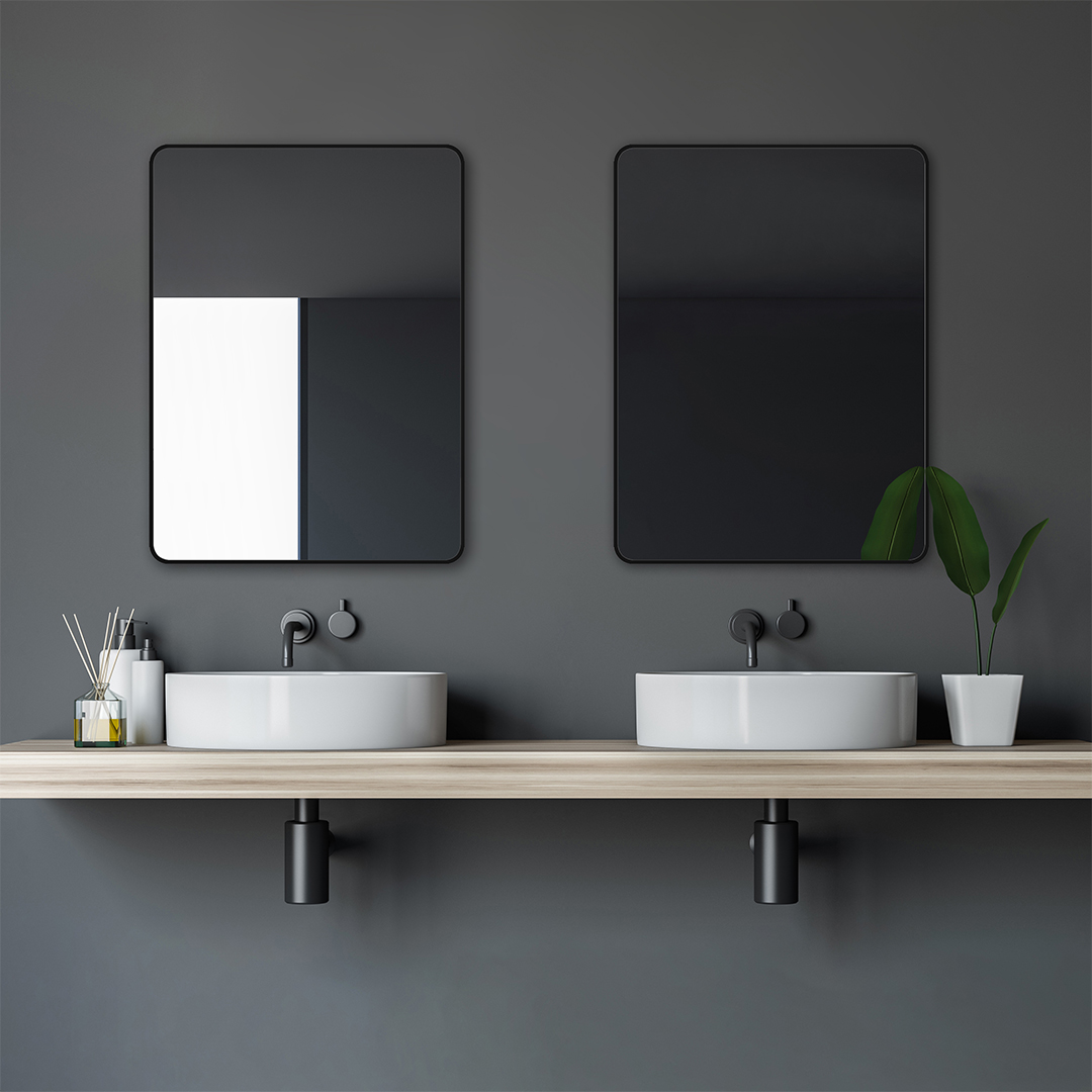 Spiegel TALOS BLACK LIVING 80x60 cm Wandspiegel Dekospiegel Badspiegel Bad Deko 